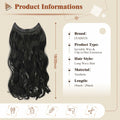FESHFEN Invisible Wire Hair Extensions 20" Long Wavy Synthetic Black by Deal US