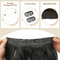 FESHFEN Invisible Wire Hair Extensions 20" Long Wavy Synthetic Black by Deal US