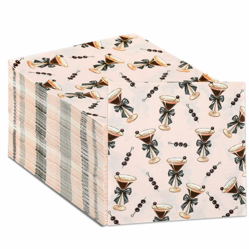 CHUNNIN Espresso Martini Napkins 50 PCS Brown Pink Disposable Paper Party by Deal US