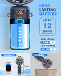 Akejrym Portable Handheld Fan 4000mAh LED Display 5 Speeds 90° Adjustable Blue by Deal US