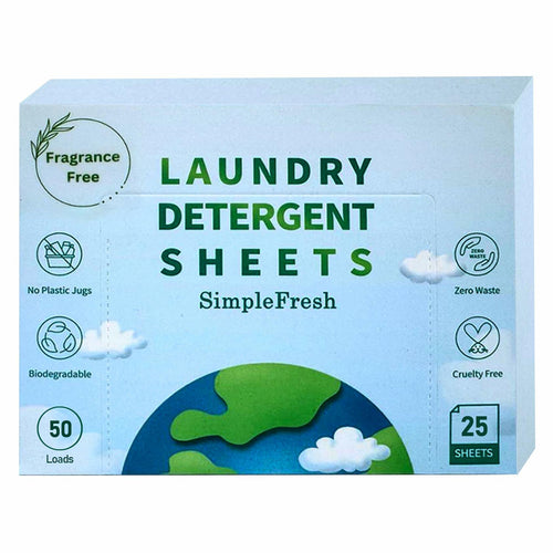Simple Fresh Laundry Detergent Sheets Fragrance Free 50 Loads Pack of 25 by Deal US