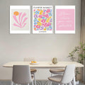 NOSUO Pink Wall Art Set of 3 Matisse Flowers Vintage Canvas 12x16 Inch Framed by Deal US