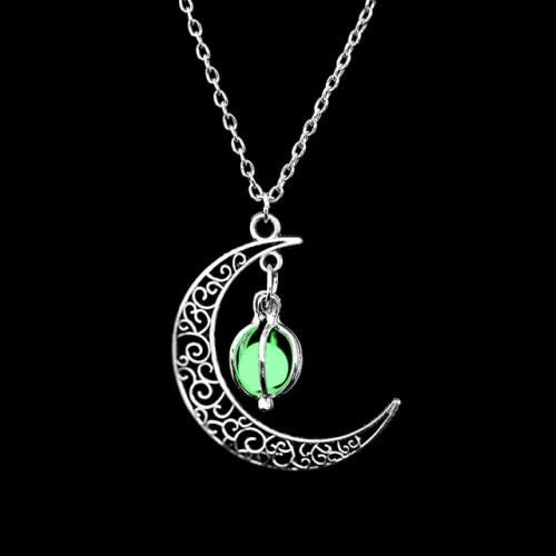 Anvirtue Moonstone Glow Necklace Pendant Chain Green Healing Quartz Alloy by Deal US