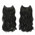 FESHFEN Invisible Wire Hair Extensions 20" Long Wavy Synthetic Black by Deal US