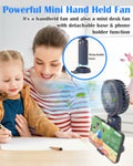 Akejrym Portable Handheld Fan 4000mAh LED Display 5 Speeds 90° Adjustable Blue by Deal US