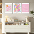 NOSUO Pink Wall Art Set of 3 Matisse Flowers Vintage Canvas 12x16 Inch Framed by Deal US