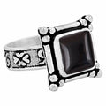 Natural Black Onyx 925 Silver Plated Ring Black Stone Size 5 by Deal US
