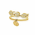 JONAYUOV 18k Gold Plated Cubic Zirconia Adjustable Open Ring Women Gold C by Deal US