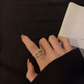JONAYUOV 18k Gold Plated Cubic Zirconia Adjustable Open Ring Women Gold C by Deal US