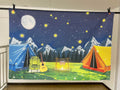 PGSWEER Camping Backdrop 7x5FT Blue Crepe Paper Campfire Mountain Banner by Deal US