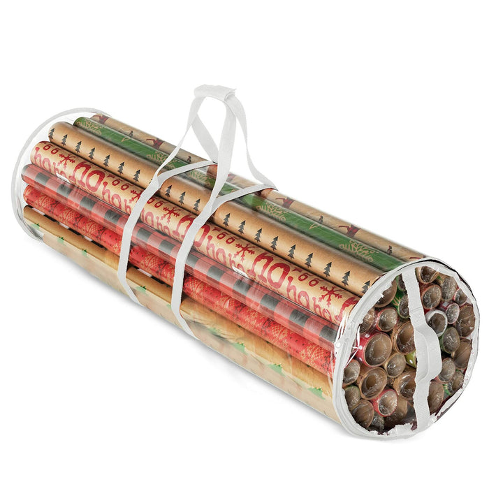ZOBER Wrapping Paper Organizer 40in Waterproof Storage Holds 25 Rolls White by Deal US
