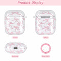 Reownest AirPods Pro 2 Case Soft Clear Bow Pattern Shockproof Keychain Cover by Deal US