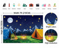 PGSWEER Camping Backdrop 7x5FT Blue Crepe Paper Campfire Mountain Banner by Deal US
