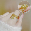 JONAYUOV 18k Gold Plated Cubic Zirconia Adjustable Open Ring Women Gold C by Deal US