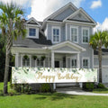 VOUORON Happy Birthday Banner 118in x 20in Greenery Succulent Eucalyptus by Deal US