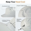 VOBOOM Breathable Wide Brim Sun Hat UV Protection Fishing Cap Grey by Deal US