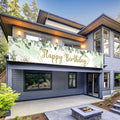 VOUORON Happy Birthday Banner 118in x 20in Greenery Succulent Eucalyptus by Deal US