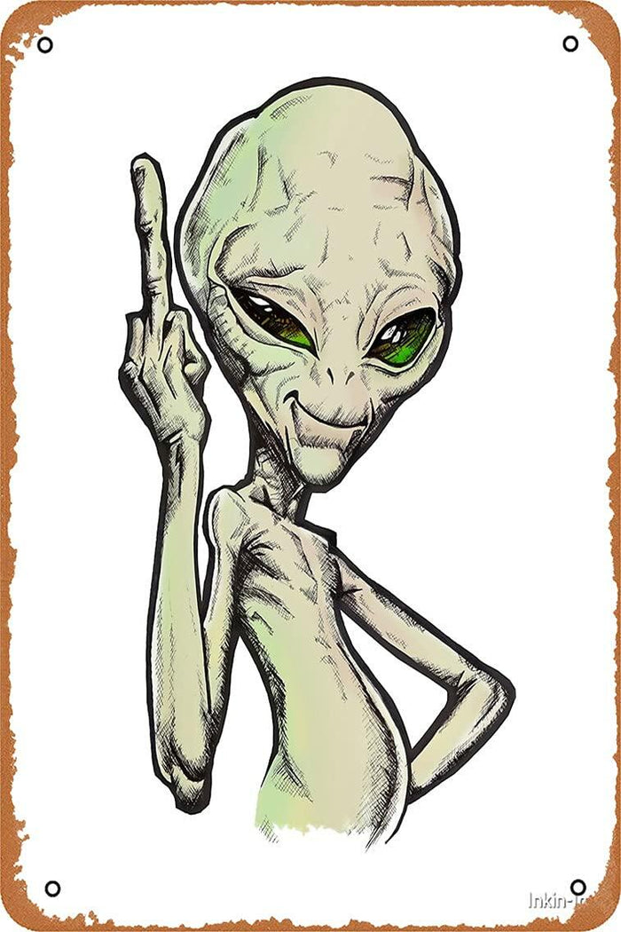 NIUMOWANG Paul The Alien Metal Sign 12x8 Inches Green Stylish by Deal US