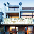 VOUORON Happy Birthday Banner 118in x 20in Greenery Succulent Eucalyptus by Deal US