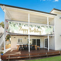 VOUORON Happy Birthday Banner 118in x 20in Greenery Succulent Eucalyptus by Deal US