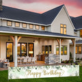 VOUORON Happy Birthday Banner 118in x 20in Greenery Succulent Eucalyptus by Deal US