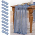[Like New] MLMW 10 Pack Dusty Blue Cheesecloth Table Runner 160in Boho Gauze Rustic by Deal US