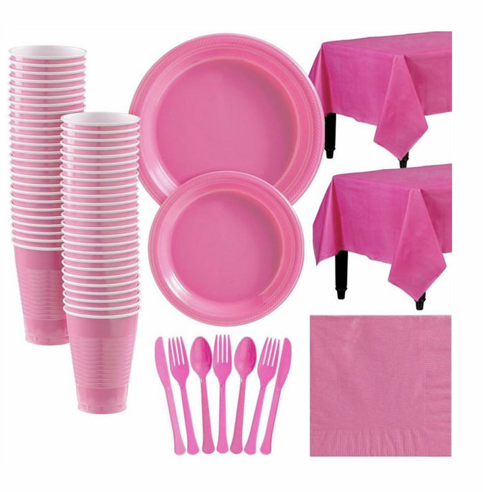 Suertestarry 102 Pcs Party Plates Napkins Set Rose Pink for 20 People by Deal US
