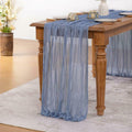 [Like New] MLMW 10 Pack Dusty Blue Cheesecloth Table Runner 160in Boho Gauze Rustic by Deal US
