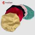 LuxeTress Black Satin Hair Bonnet Double-Layered Adjustable Black by Deal US