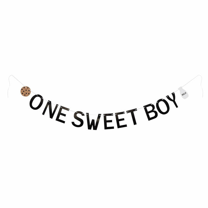 Lotoo One Sweet Boy Birthday Banner Milk Cookies Cardstock Partydcr01-1 by Deal US