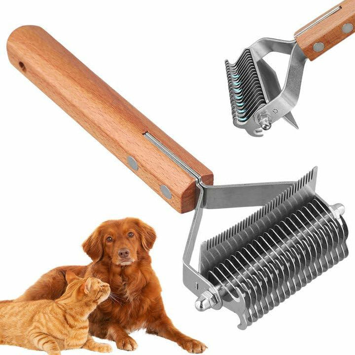 Framad Dematting Brush 2-in-1 Stainless Steel Dog Cat Comb Grooming Tool by Deal US