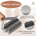 Framad Dematting Brush 2-in-1 Stainless Steel Dog Cat Comb Grooming Tool by Deal US