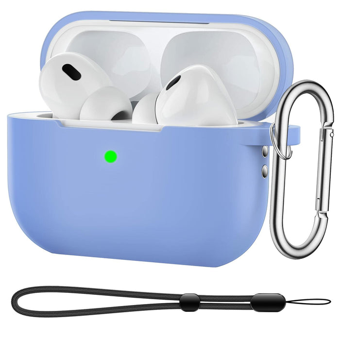 BOBEN AirPods Pro 2 Case Silicone Cover with Lanyard Keychain Blue by Deal US