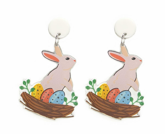 xuzhiyuan Easter Rabbit Carrot Basket Acrylic Glitter Drop Earrings Women by Deal US