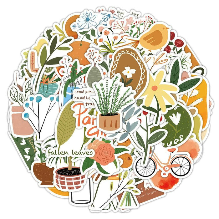 riduk 124Pcs Boho Floral Vinyl Waterproof Stickers for Journaling DIY Decor by Deal US