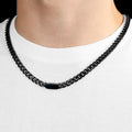 WINFY Cuban Link Necklace Men 6.5mm 18+2in Stainless Steel Black by Deal US