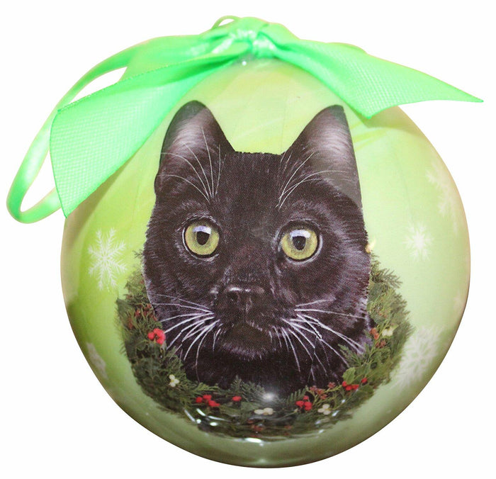 Black Cat Christmas Ornament Shatterproof Plastic Ball Holiday Decor by Deal US