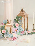 DEEMEI Artificial Pink Peach Silk Rose Peony Flowers Combo Box Set by Deal US