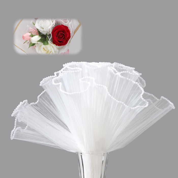 XIHIRCD 5 Yards Pearl Flower Wrapping Mesh Paper White Wavy Net Yarn by Deal US