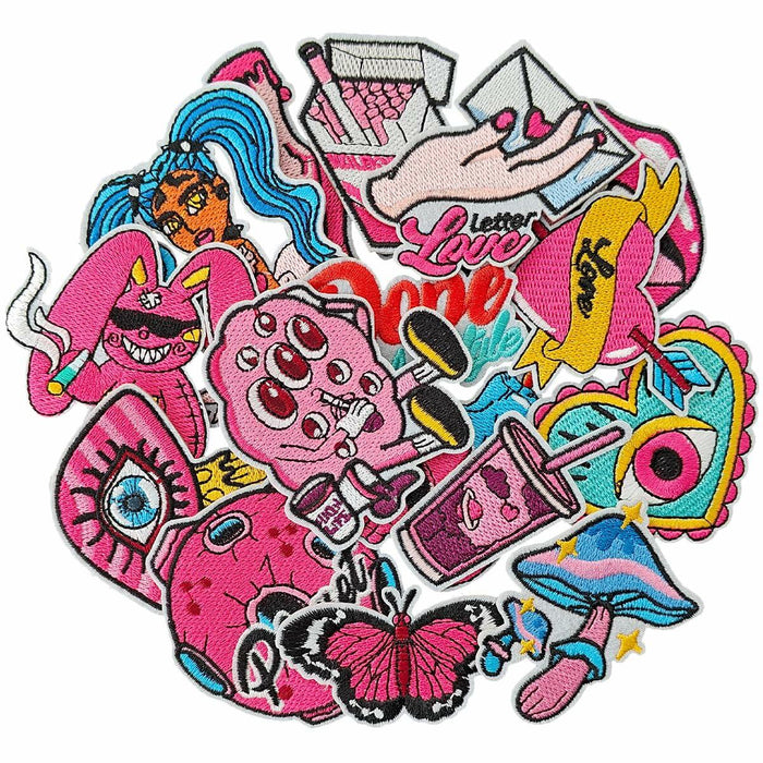 ELEFOCUS 16Pcs Pink Iron-on Patches Applique for Clothing by Deal US