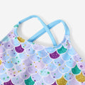 PATPAT Girls 2-Piece Tankini Swimsuit Set Sky Blue Fish Mermaid Size 6-7 by Deal US
