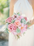 DEEMEI Artificial Pink Peach Silk Rose Peony Flowers Combo Box Set by Deal US