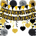 Yavxzvbw Retirement Party Decorations Glitter Gold Black Farewell by Deal US