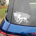 Bad Fish American Flag Buck Deer Car Decal White 1 Vinyl Sticker by Deal US
