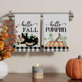 XCHI Fall Black Cat Pumpkin Plaid Kitchen Towels 18x26 Inch Set of 2 by Deal US