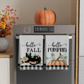 XCHI Fall Black Cat Pumpkin Plaid Kitchen Towels 18x26 Inch Set of 2 by Deal US