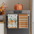 XCHI Fall Pumpkin Striped Dish Towels 18x26 Inch Colored Set of 4 by Deal US