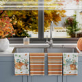 XCHI Fall Pumpkin Striped Dish Towels 18x26 Inch Colored Set of 4 by Deal US