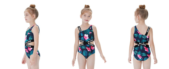 PATPAT Girls Tropical One Piece Swimsuit Bluegreen Size 12-13 Years by Deal US