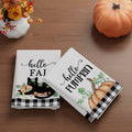 XCHI Fall Black Cat Pumpkin Plaid Kitchen Towels 18x26 Inch Set of 2 by Deal US